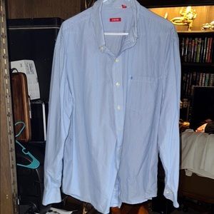 Izod Blue Casual Button Down Shirt with Pointed Collar